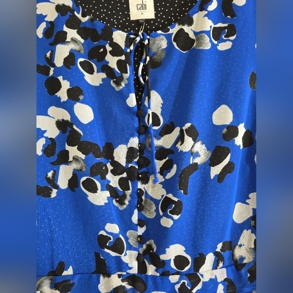 NWOT Cabi Untamed Mini Dress Electric Blue Floral Size Medium #5576 Black White - Picture 11 of 11